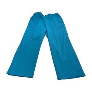 Alfred Dunner Wide Leg Pants Women's 14 Blue Polyester Stretch High-Rise Pockets